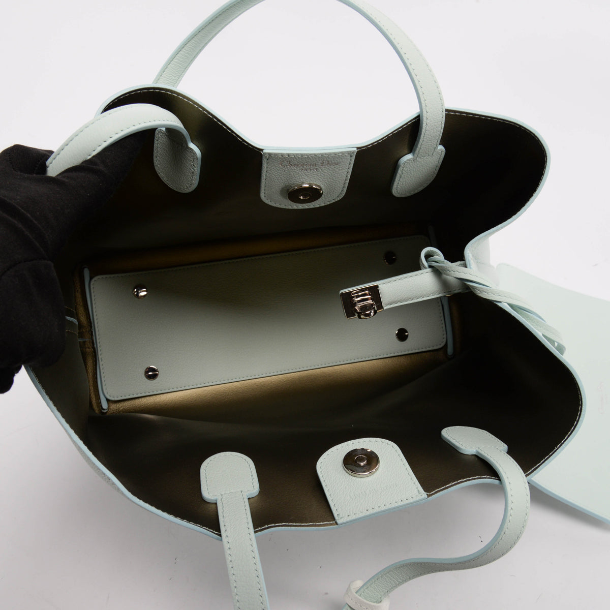 Dior Mint Green Grained Calfskin Bucket Tote