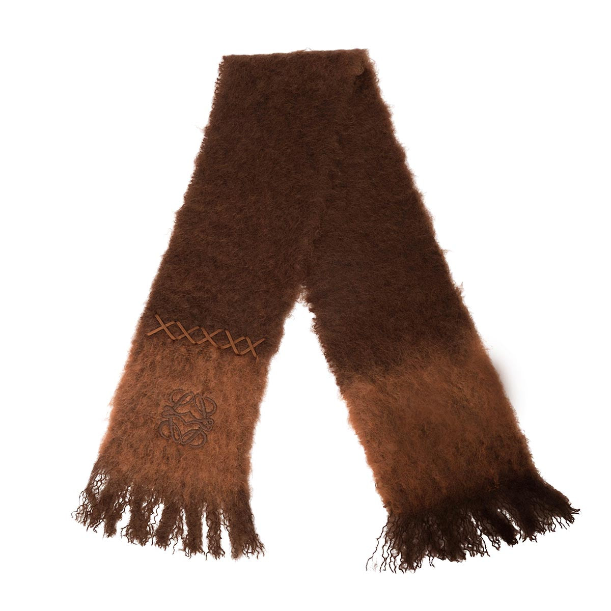 Loewe Brown Felted Mohair Anagram Scarf