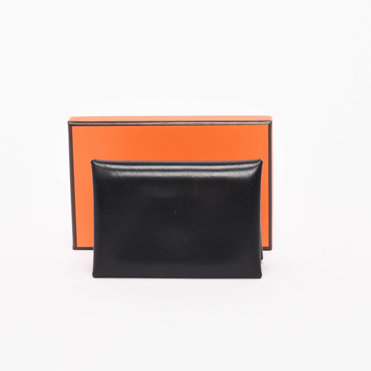 Hermes Black Box Calf Calvi Duo Compact Card Holder