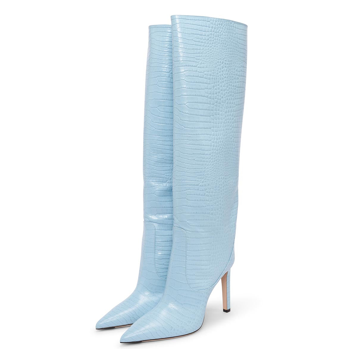 Jimmy Choo Sky Blue Stamped Croc Mavis 100 Boots 42