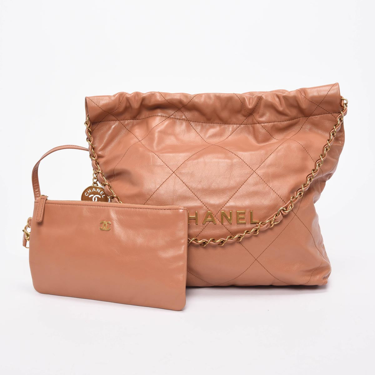 Chanel Camel Shiny Calfskin Small 22 Bag