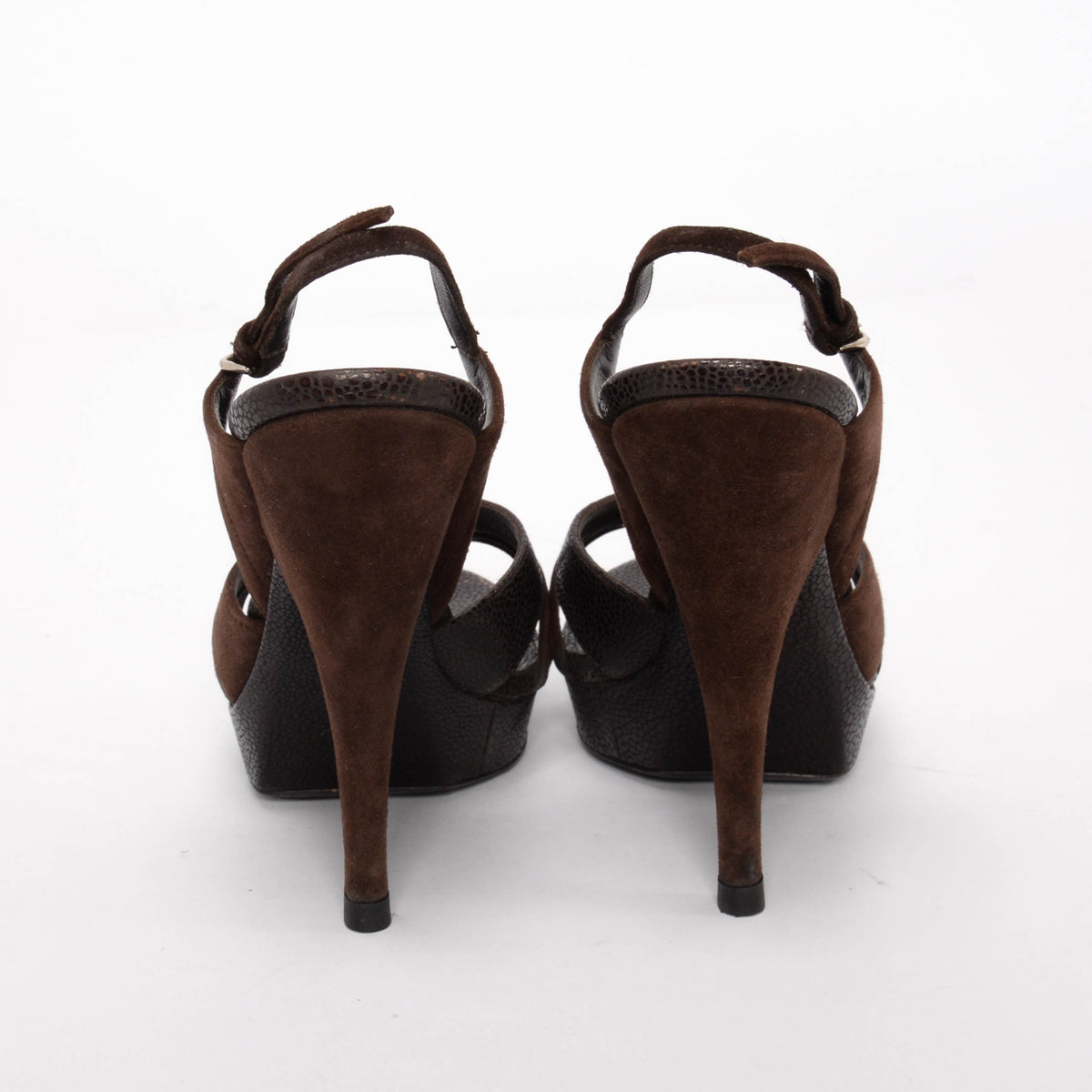 Yves Saint Laurent Dark Brown Suede Ideale 105 Sandals 36