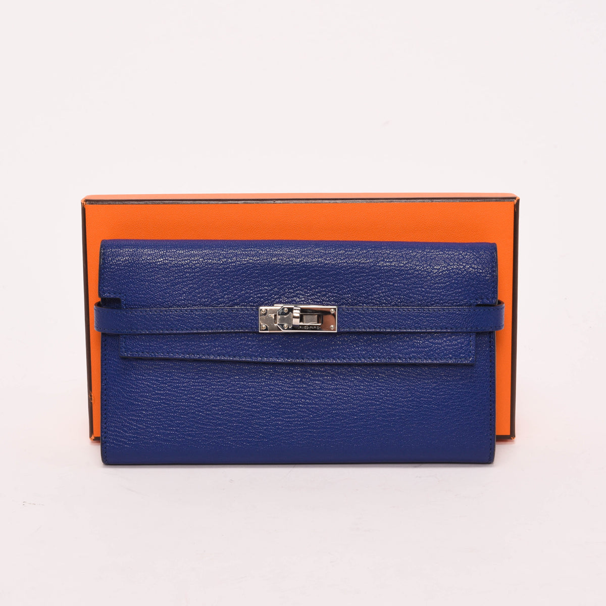 Hermes Blue Electric Chevre Mysore Kelly Wallet