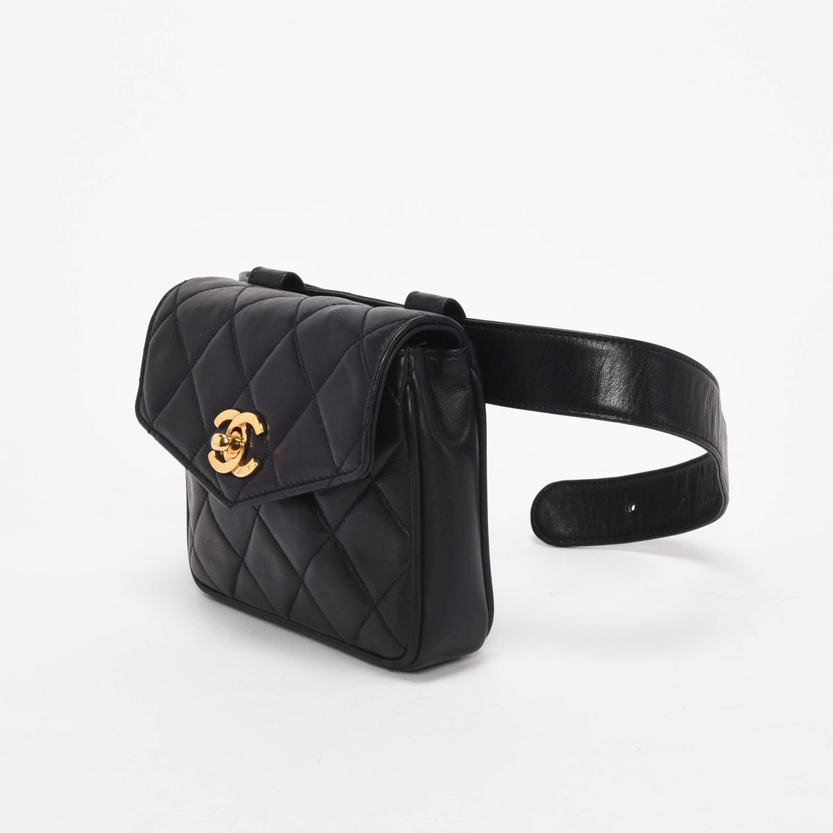 Chanel Vintage Black Quilted Lambskin Mini Belt Bag