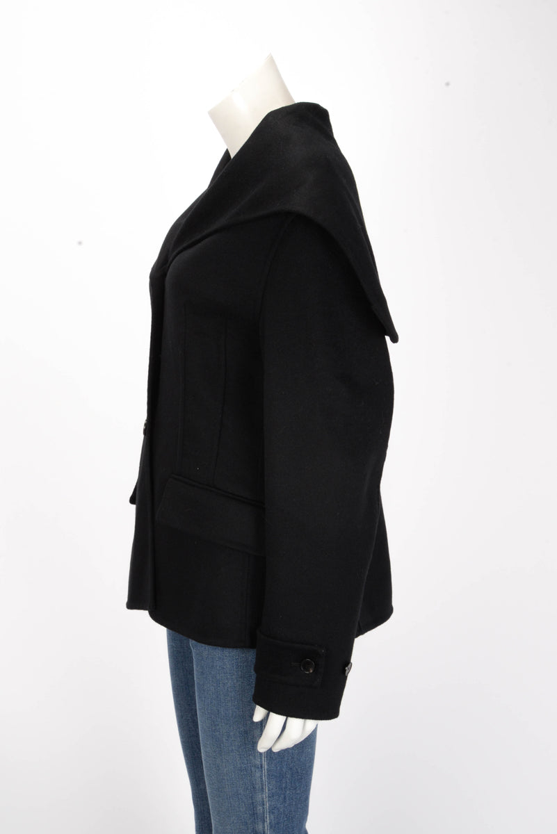 Dior Black Wool Sailor Collar Fitted Jacket FR 44
