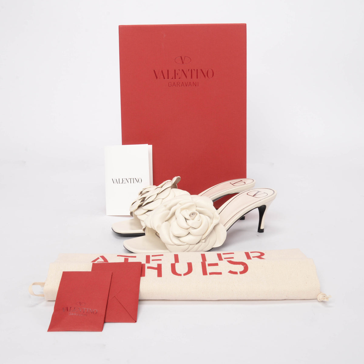 Valentino White Nappa Atelier Rose Sandals 37