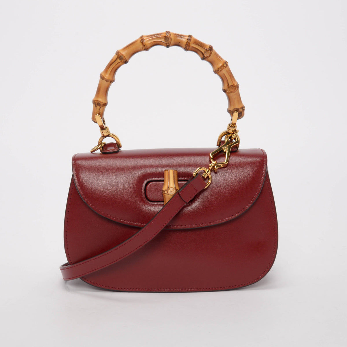 Gucci Rosso Ancora Calfskin Bamboo 1947 Small Bag