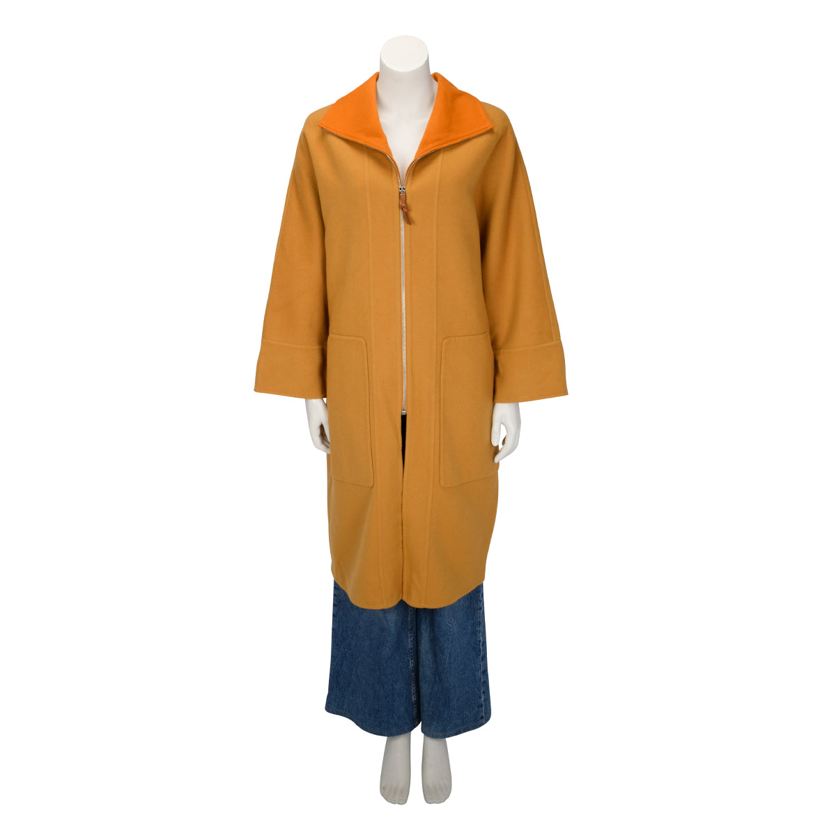 Hermes Mustard & Orange Cashmere Long Zipped Coat