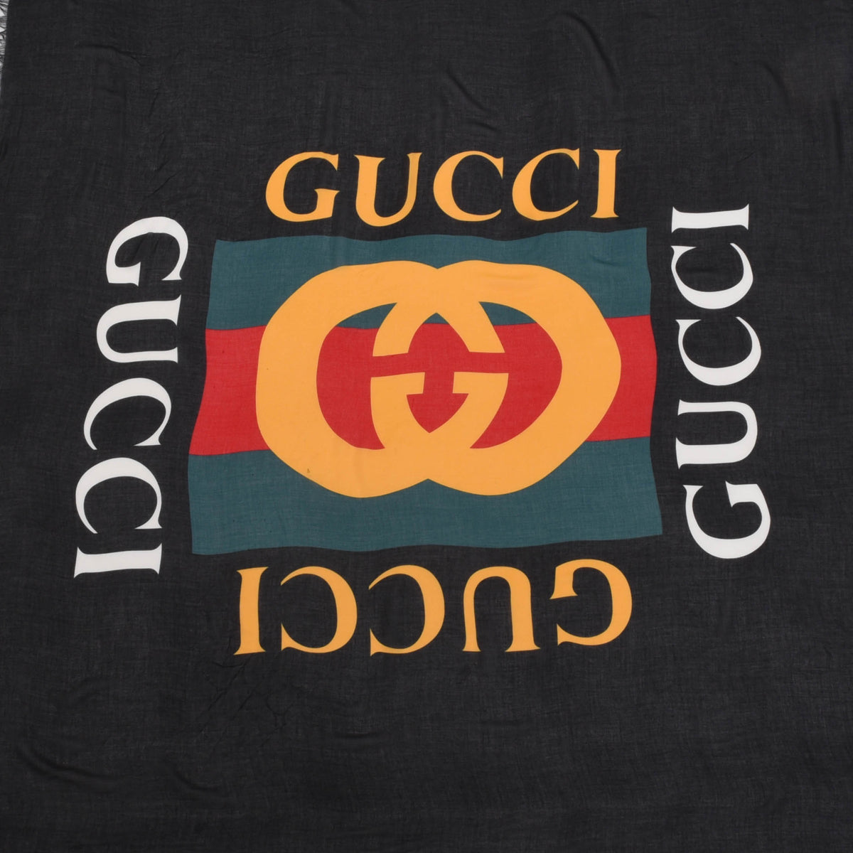 Gucci Black Web Accent GG Logo Shawl