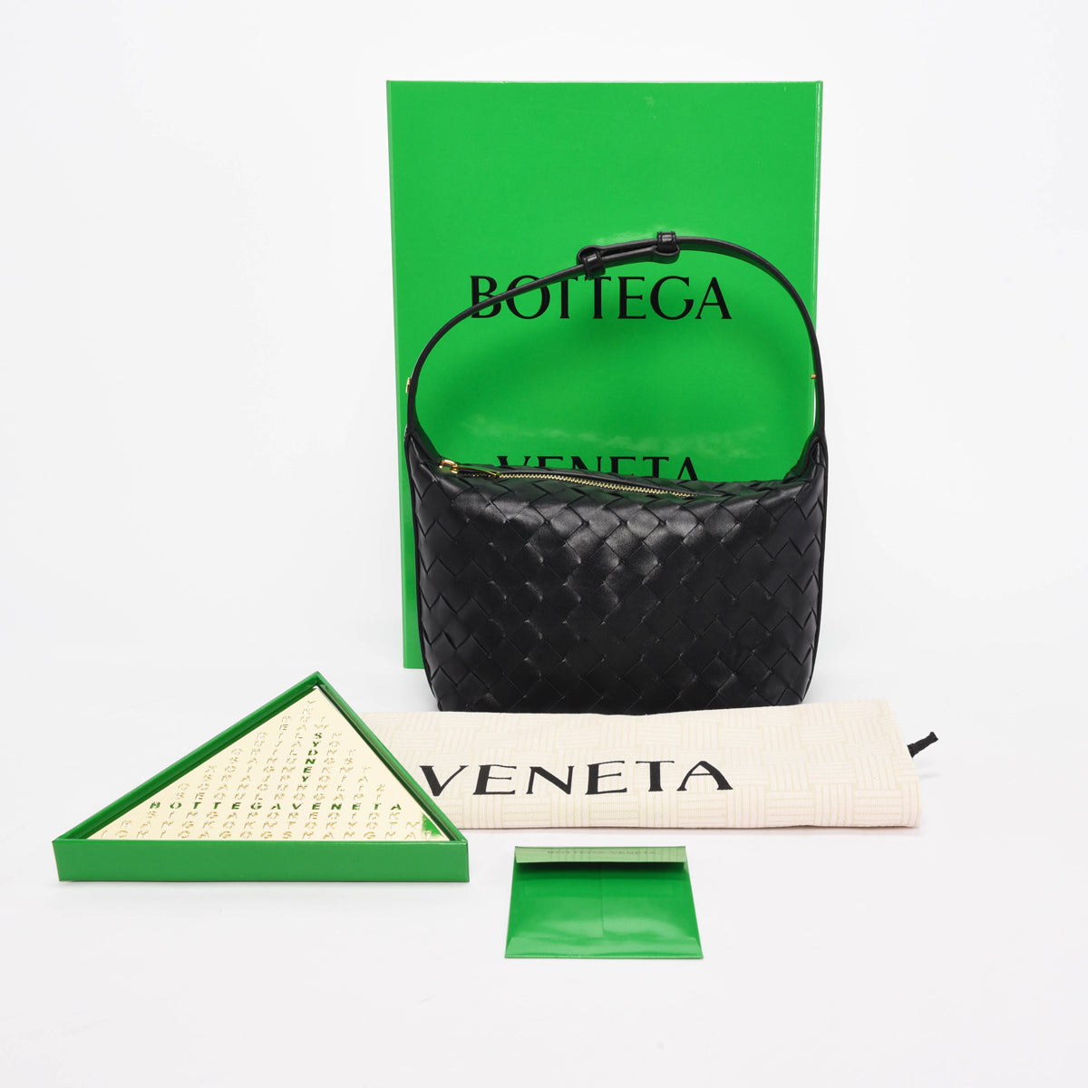 Bottega Veneta Black Nappa Intrecciato Mini Wallace Bag