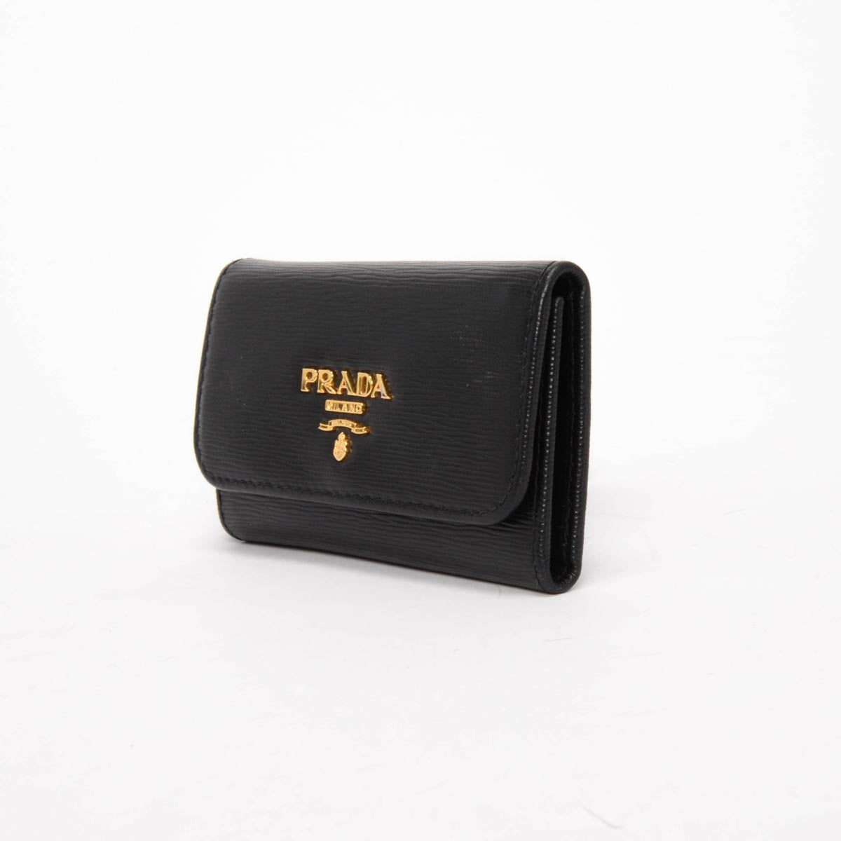 Prada Black Grained Leather 6 Key Holder Key Case