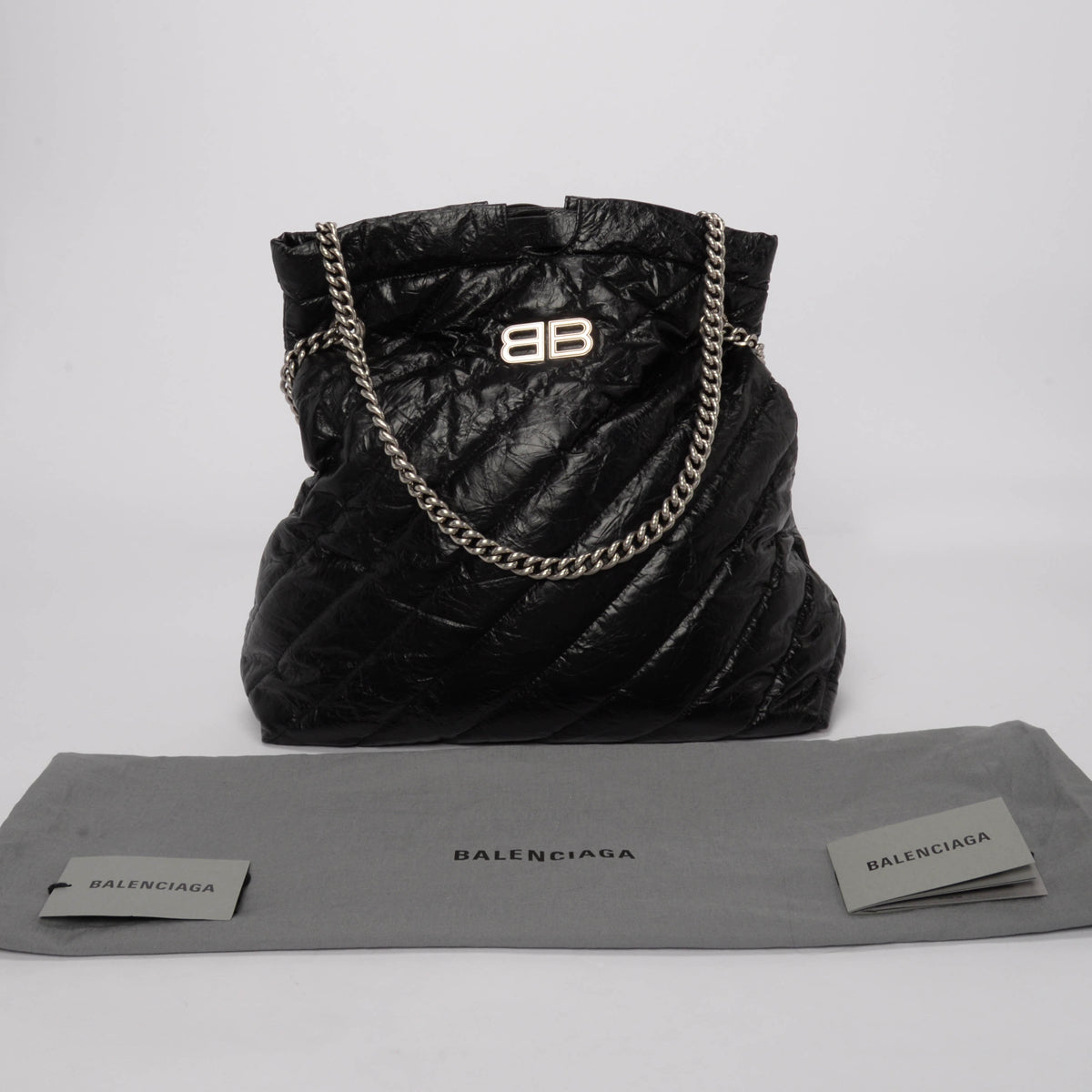 Balenciaga Black Quilted Calfskin Medium Crushed Tote