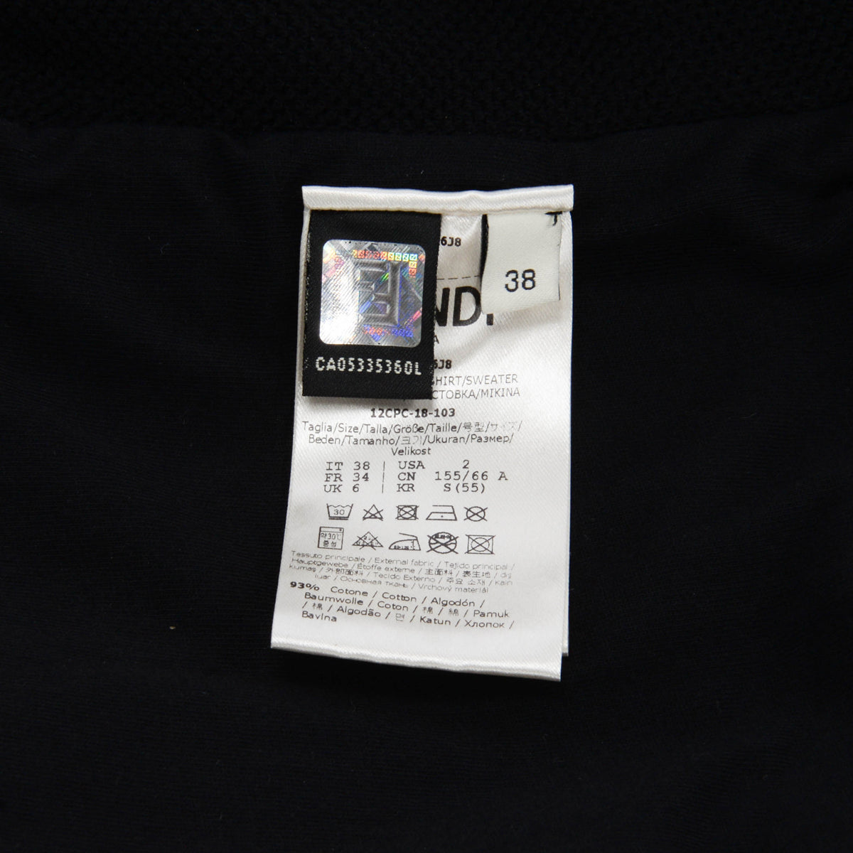 Fendi Black Cotton Logo Track Jacket IT 38