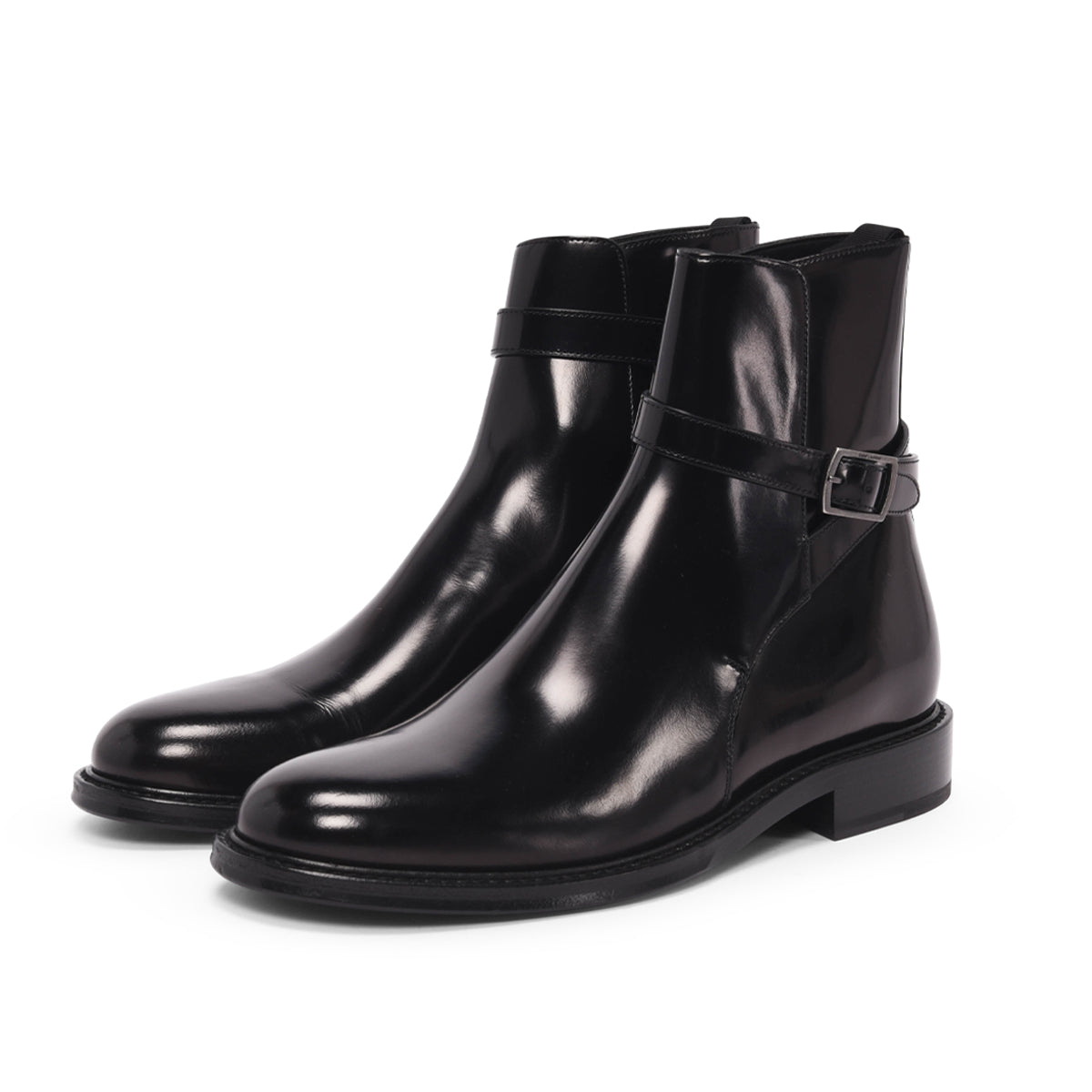 Saint Laurent Black Hi-Shine Army Ankle Boots 39