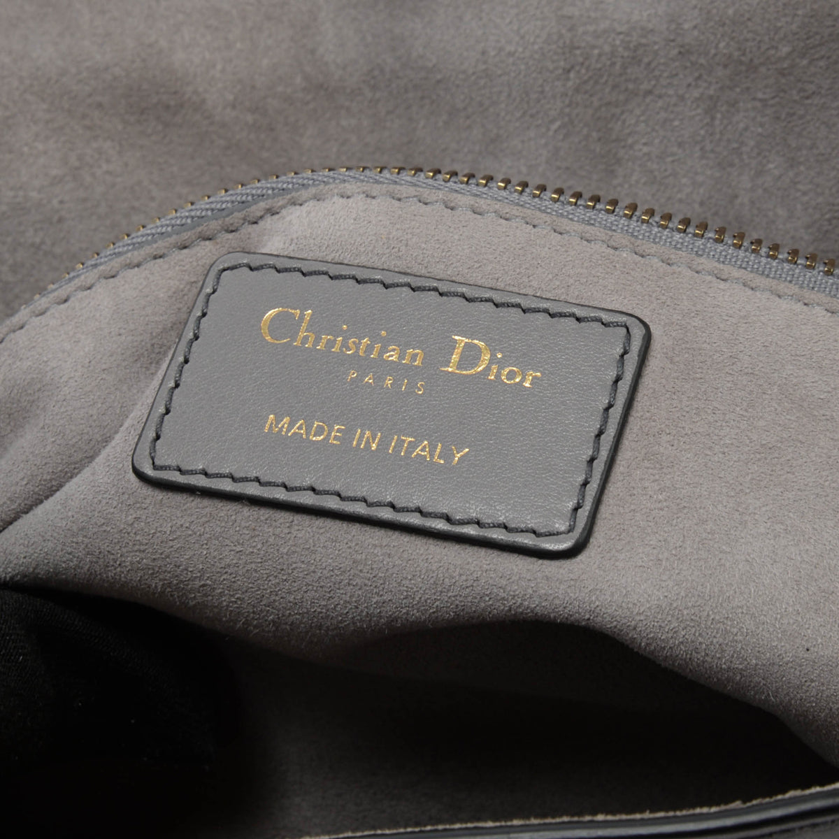 Dior Grey Studded Leather Medium Supple Lady Dior Bag