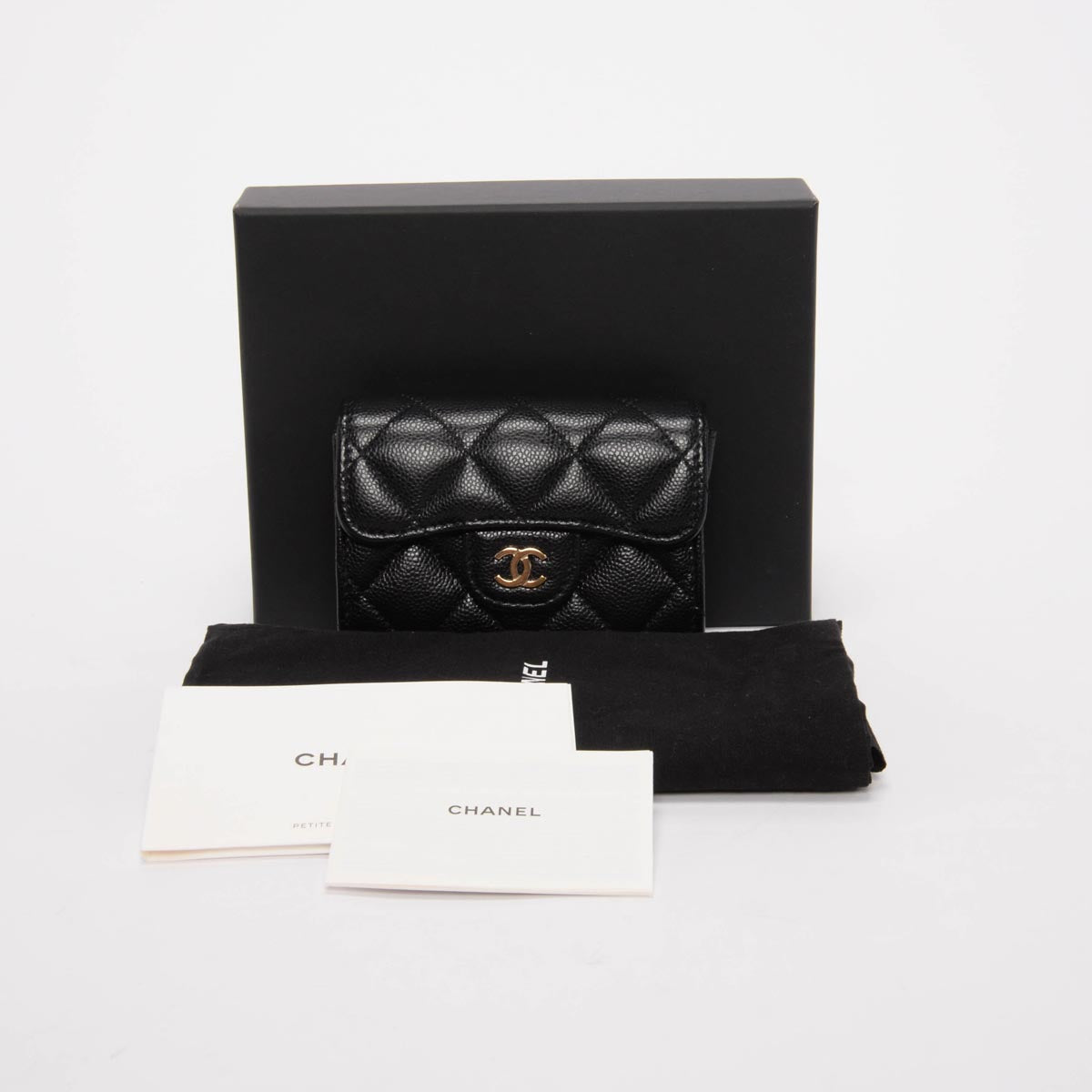 Chanel Black Quilted Caviar Classic Flap Card Holder
