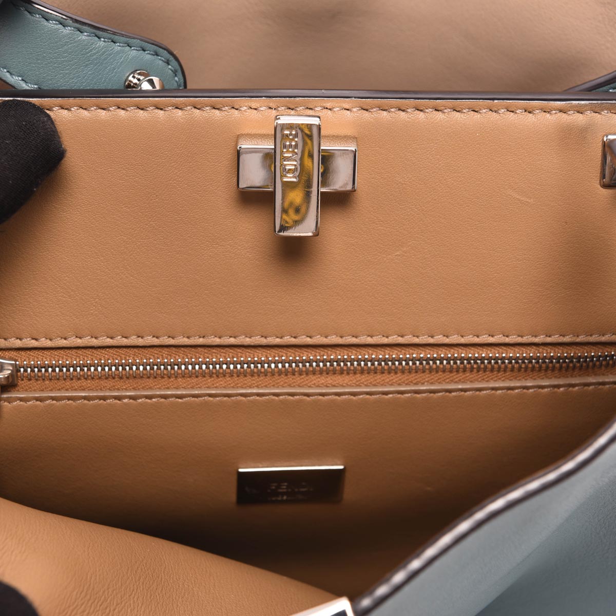 Fendi Mist Green Calfskin Peekaboo Iconic Essentially Bag