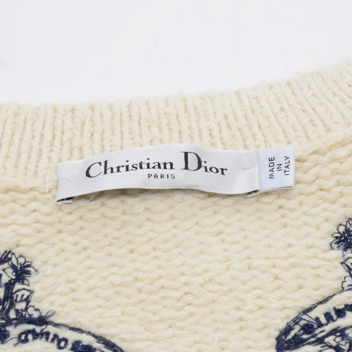 Dior Ecru Wool Dioresque Butterfly Frayed Edge Cardigan FR 40