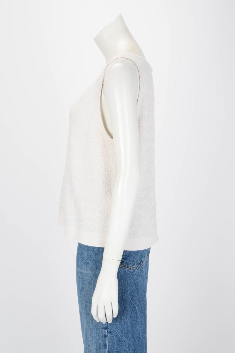 Chanel Cream Cotton CC Singlet Top FR 44