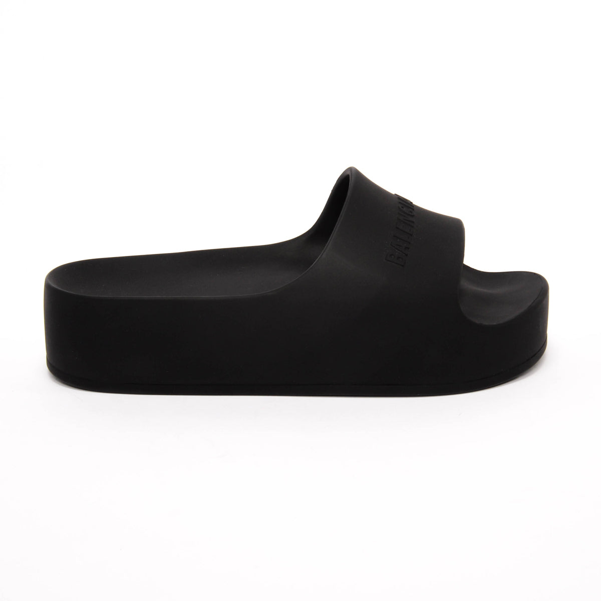 Balenciaga Black Rubber Chunky Logo Slides 38