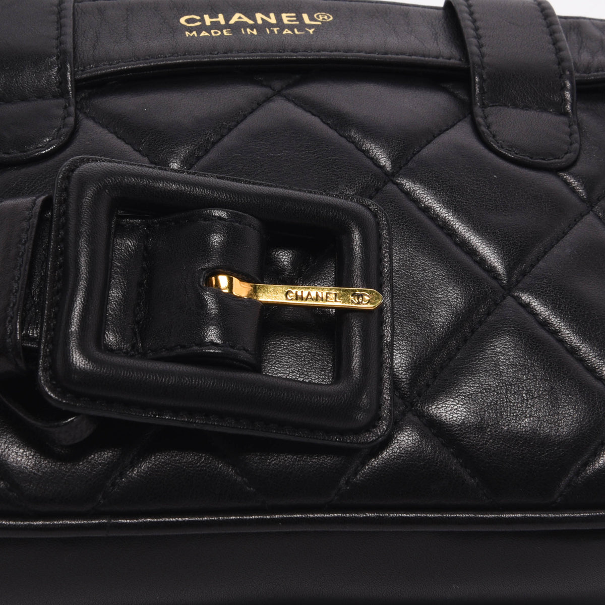 Chanel Vintage Black Quilted Lambskin Mini Belt Bag