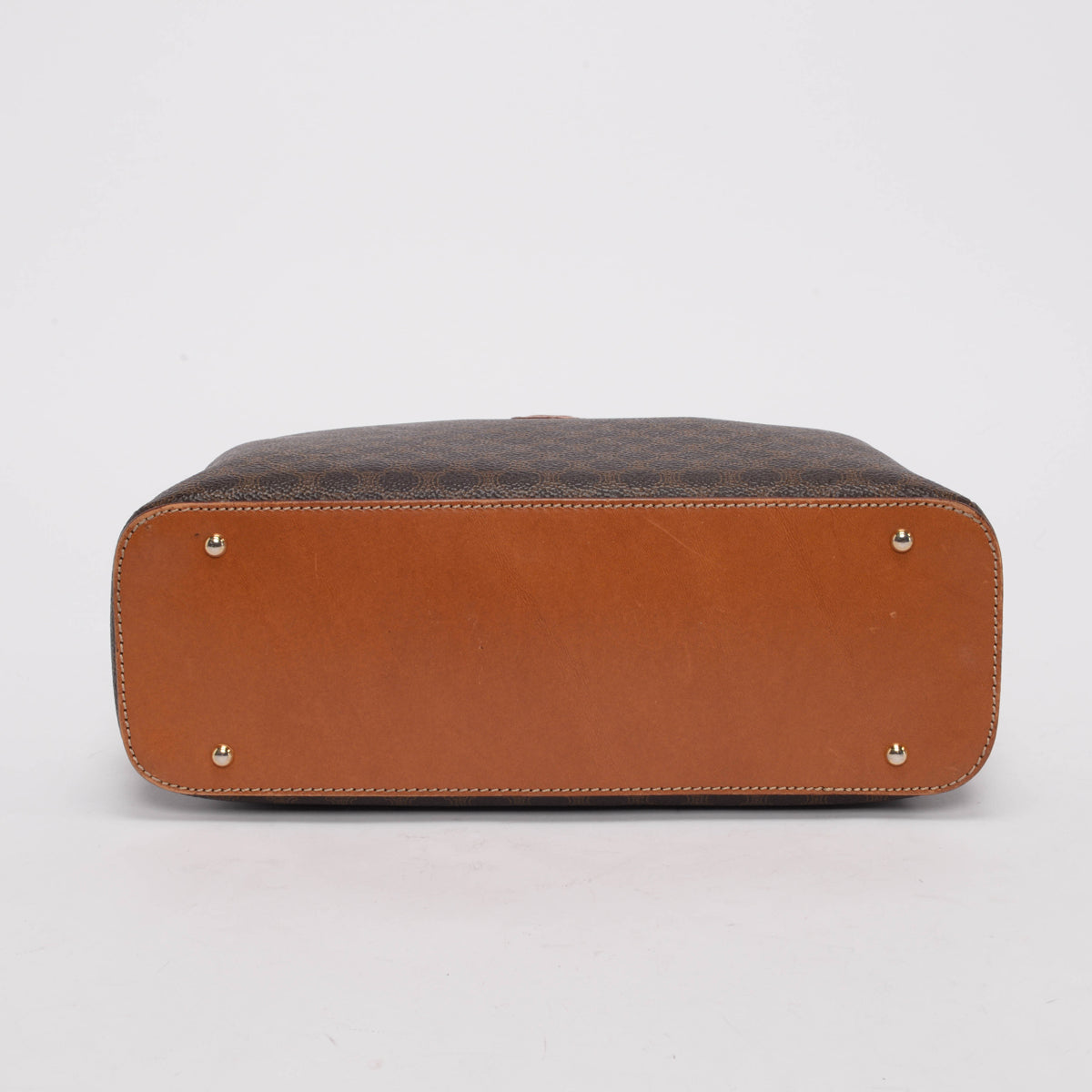 Celine Vintage Tan Macadam Canvas Bowling Bag
