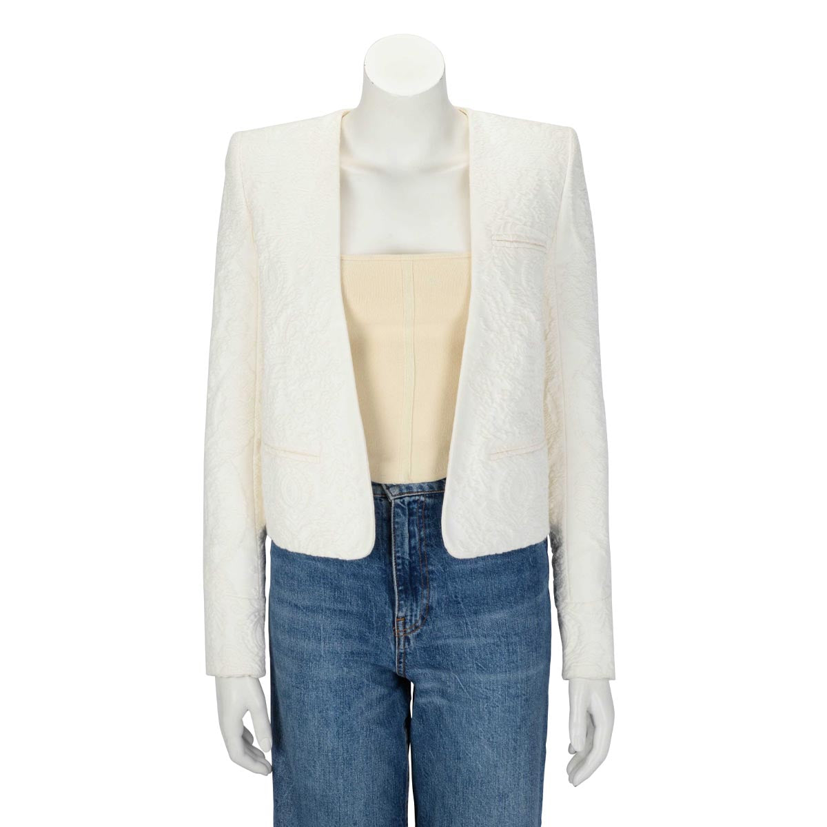 Balmain White Embroidered Open Jacket FR 36 - Main Image