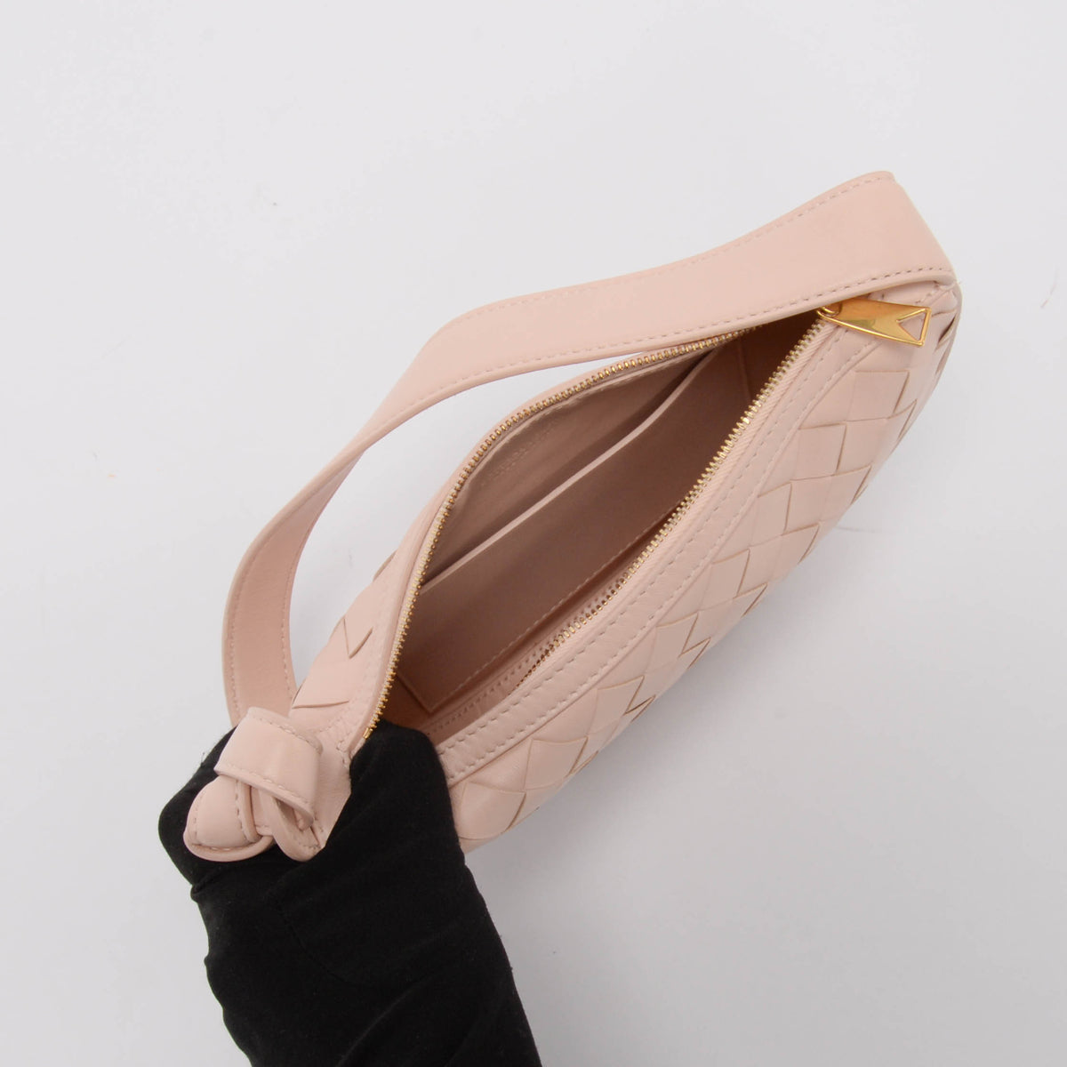 Bottega Veneta Light Pink Intrecciato Lambskin Mini Sunrise Bag