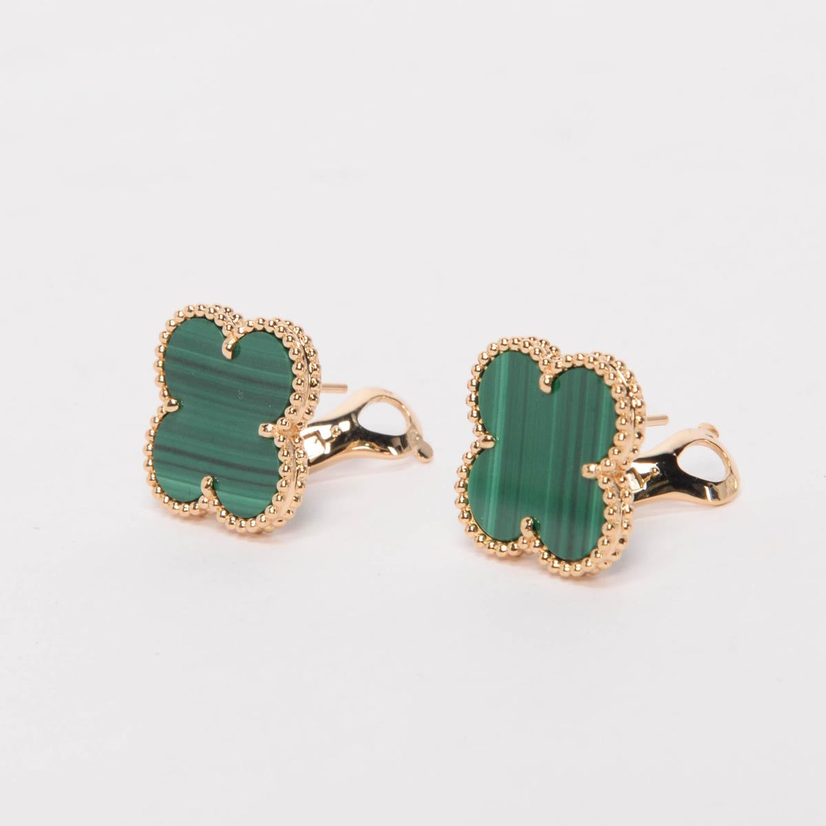 Van Cleef & Arpels 18k Gold & Malachite Magic Alhambra Earrings