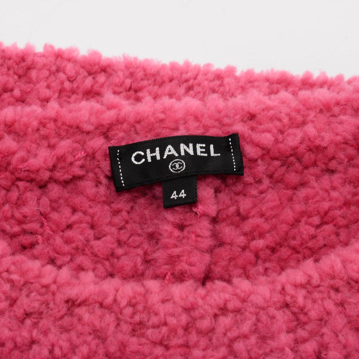Chanel Pink Wool CC Teddy Sweater FR 44