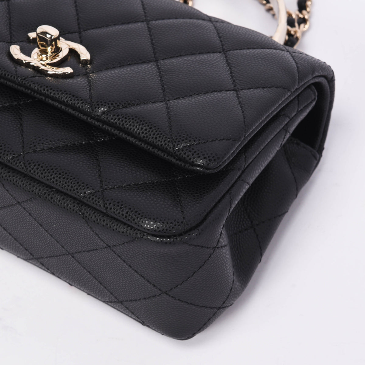 Chanel Black Caviar Coco Crush Mini Top Handle Bag