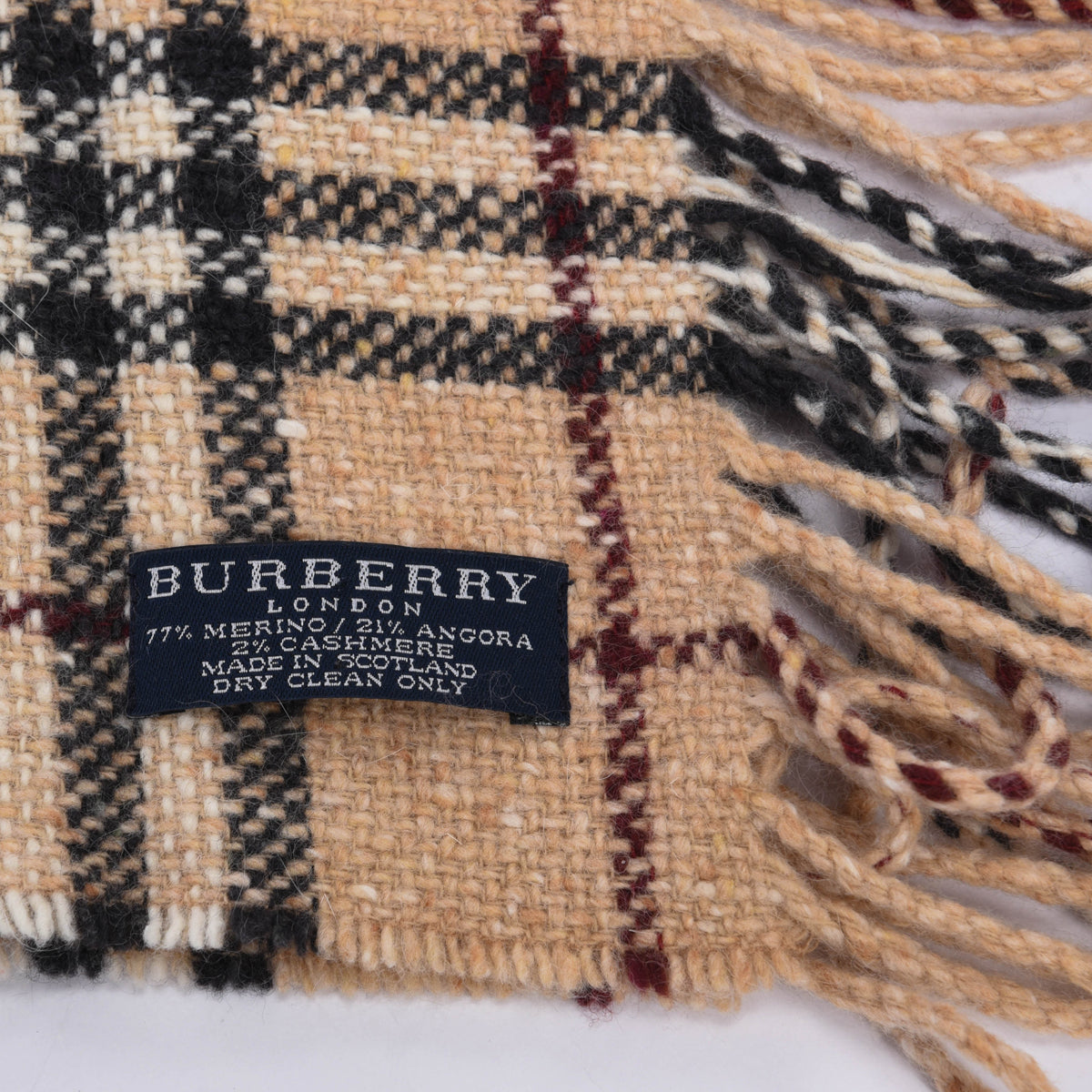 Burberry Nova Check Merino Wool Fringed Scarf