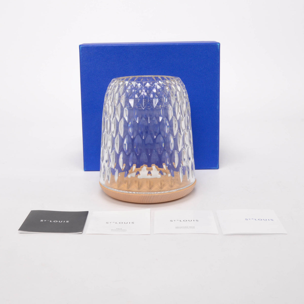 St Louis Crystal & Clear Wood Large Folia Photophore