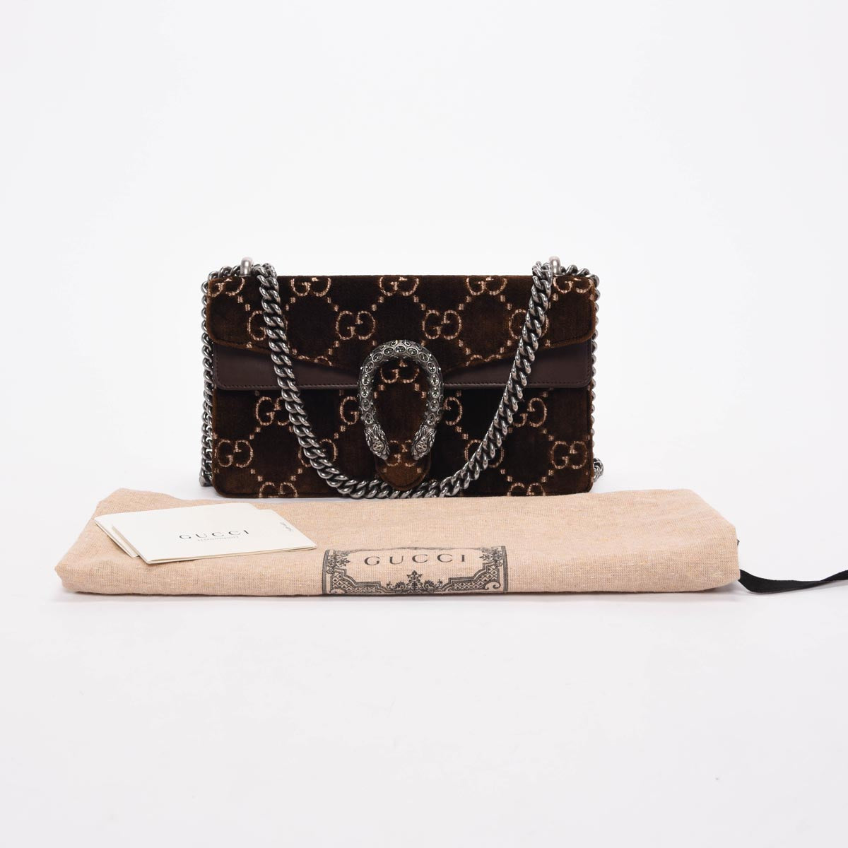 Gucci Brown GG Velvet Small Dionysus Shoulder Bag