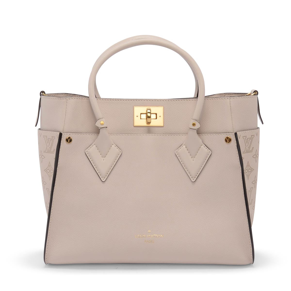 Louis Vuitton Greige Mahina Calfskin On My Side MM