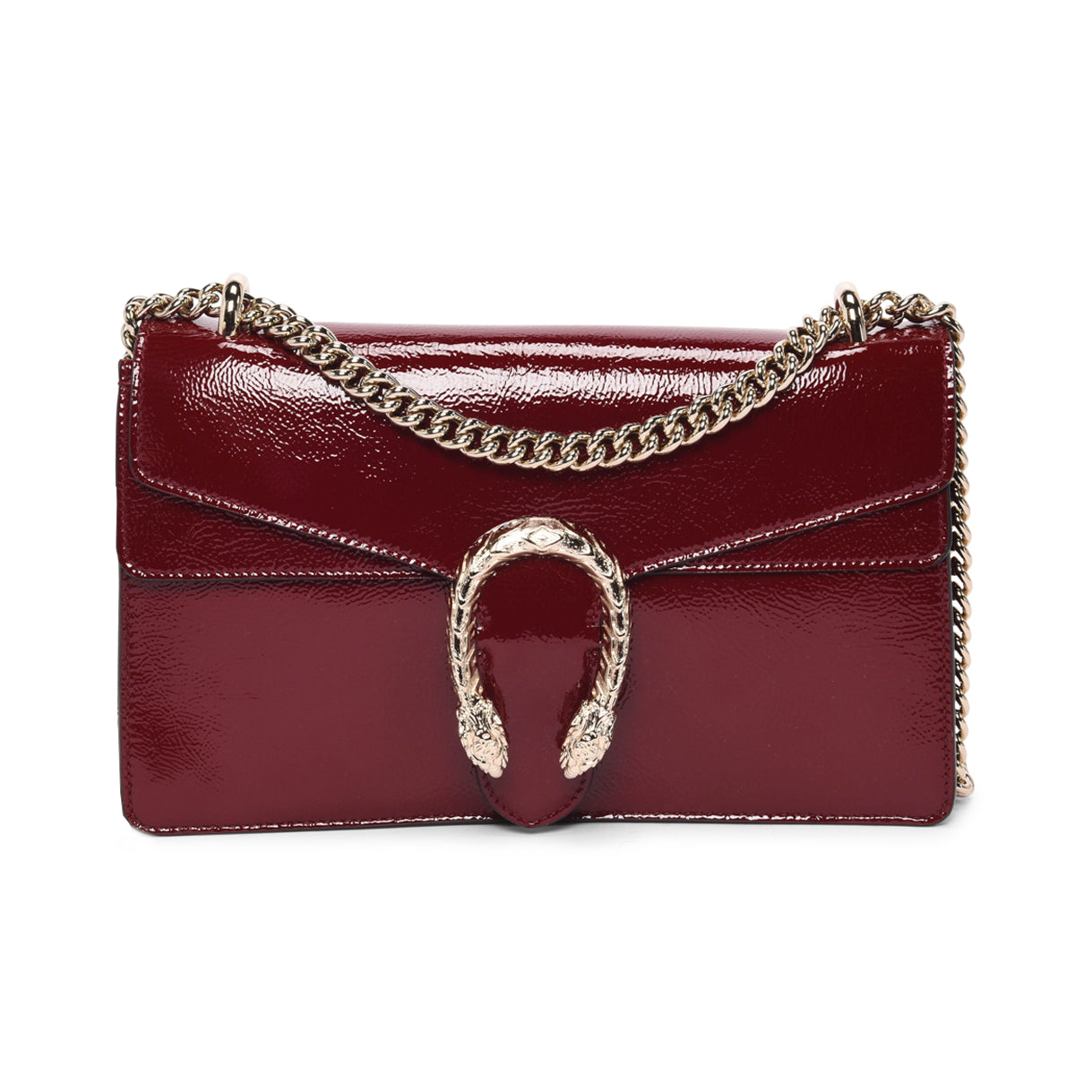 Gucci Rosso Ancora Crinkled Patent Small Dionysus Bag