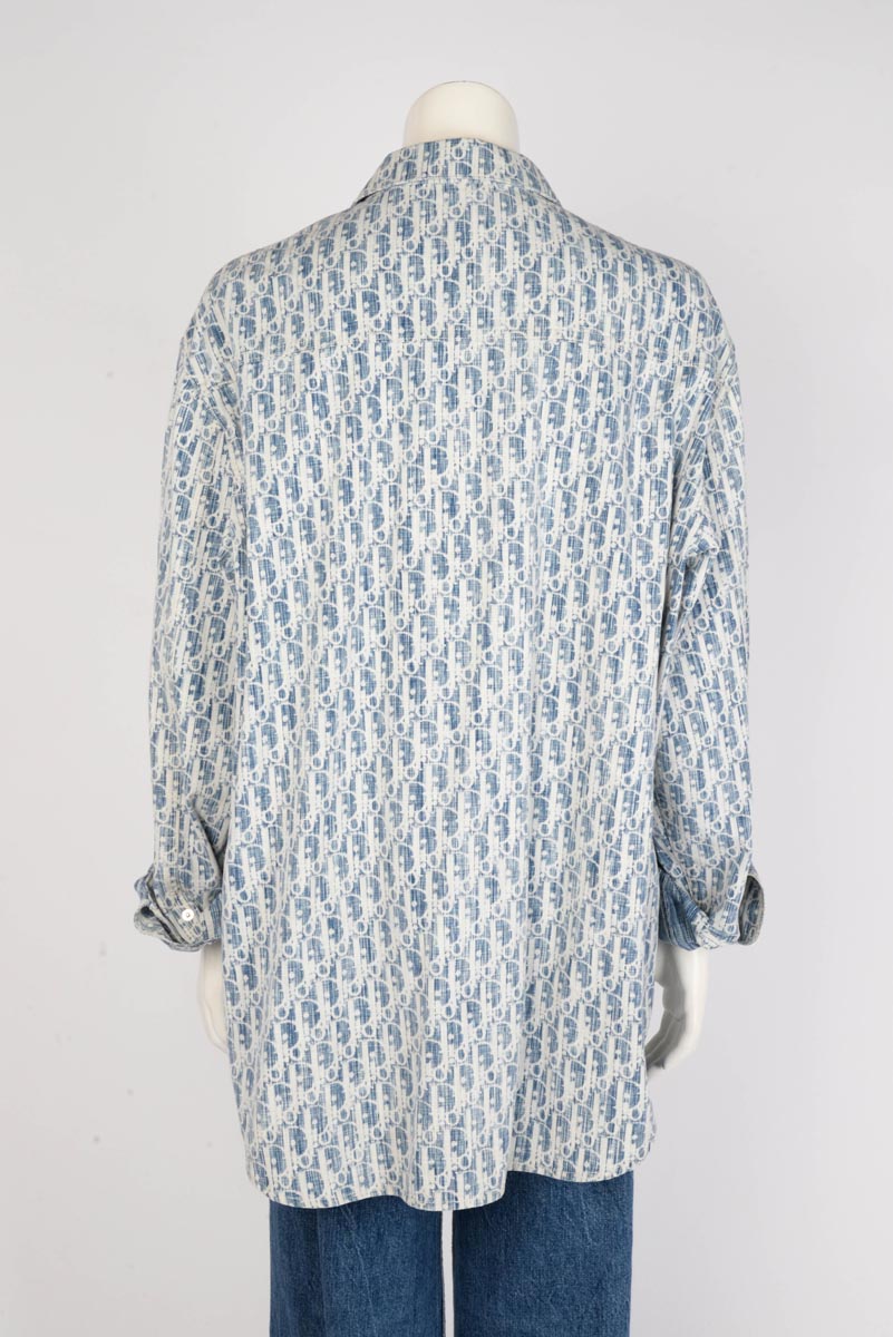 Dior Blue & White Cotton Oblique Overshirt L-XL