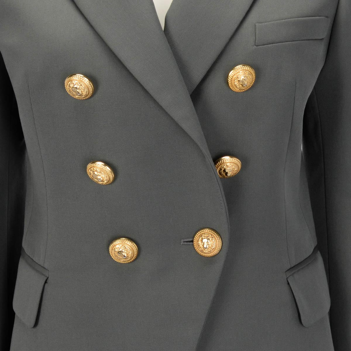 Balmain Grey Wool Classic DB Jacket FR 42