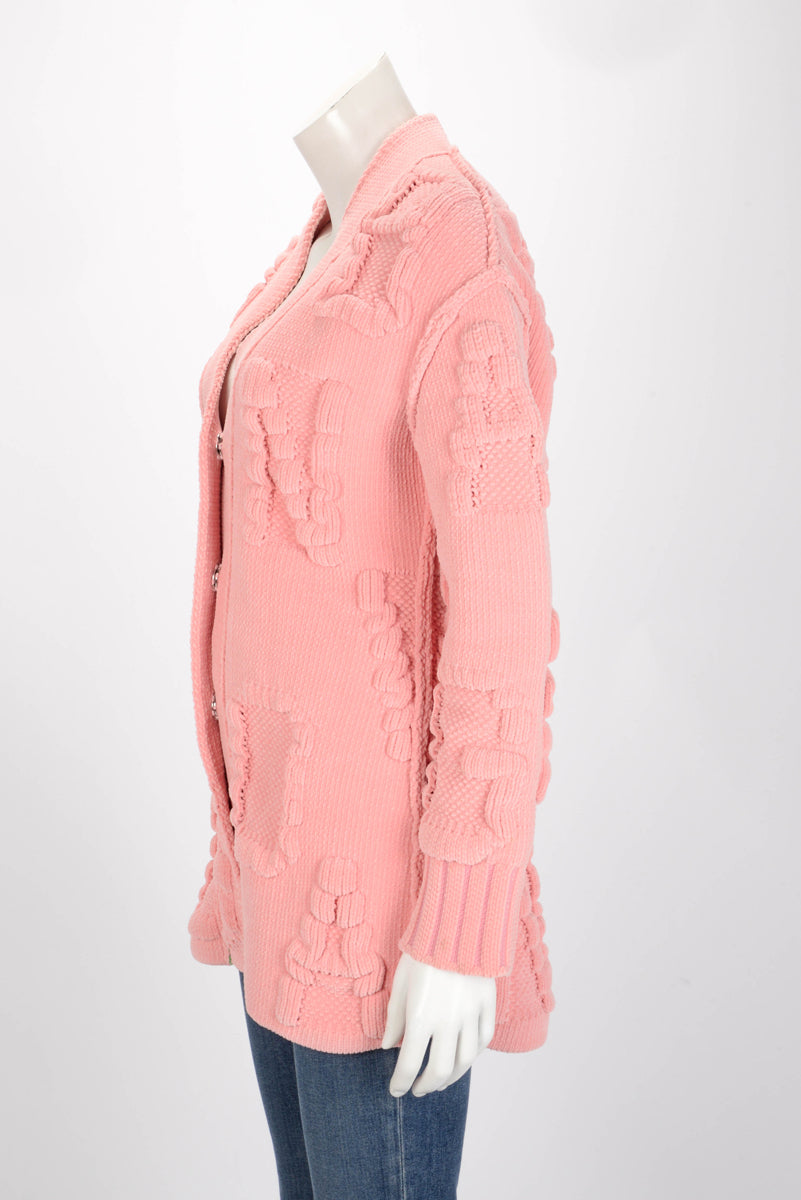 Bottega Veneta Pink Chenille Knit Alphabet Cardigan S