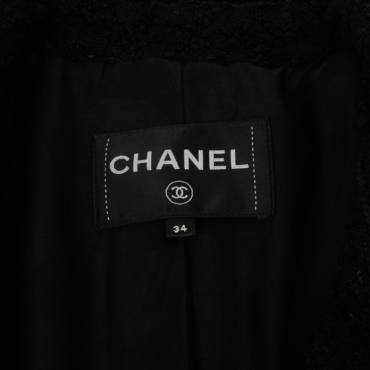 Chanel Black Fantasy Tweed D.B. Jacket FR 34