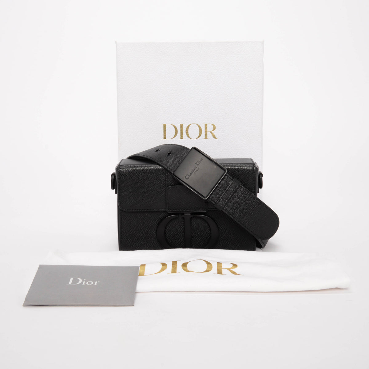 Dior Black Ultramatte Grained Calfskin 30 Montaigne Box Bag