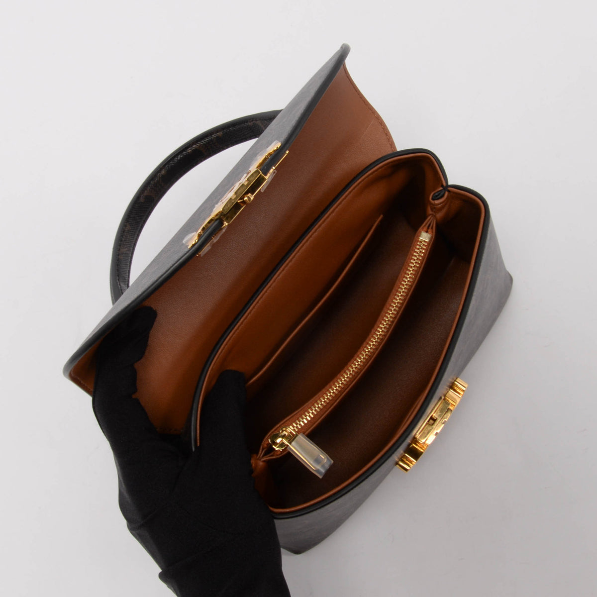 Celine Brown Triomphe Canvas Teen Nino Top Handle Bag