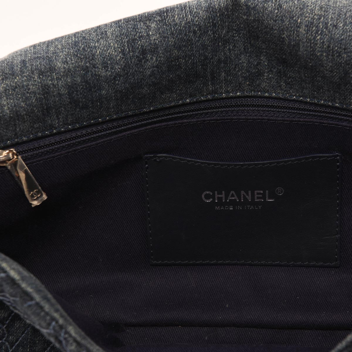 Chanel Dark Blue Denim Camellia Embroidered Large Flap Bag