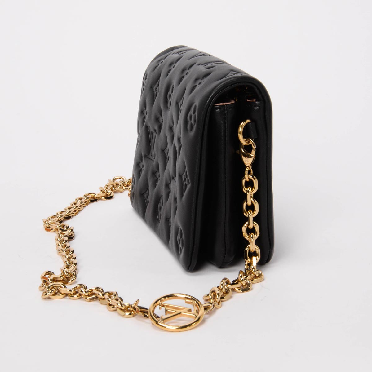 Louis Vuitton Black Monogram Lambskin Coussin Pochette