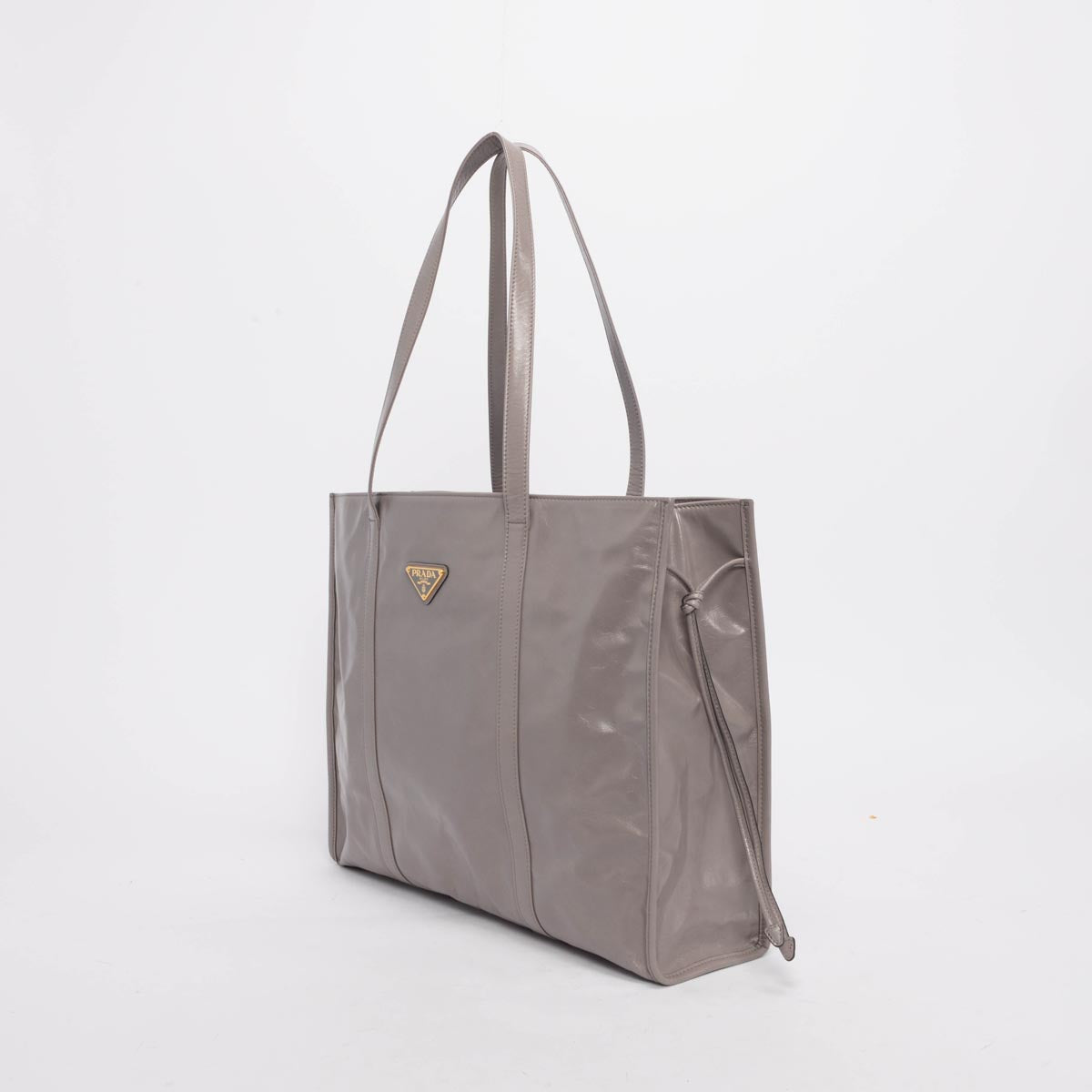 Prada Pewter Antique Nappa Leather Large Tote