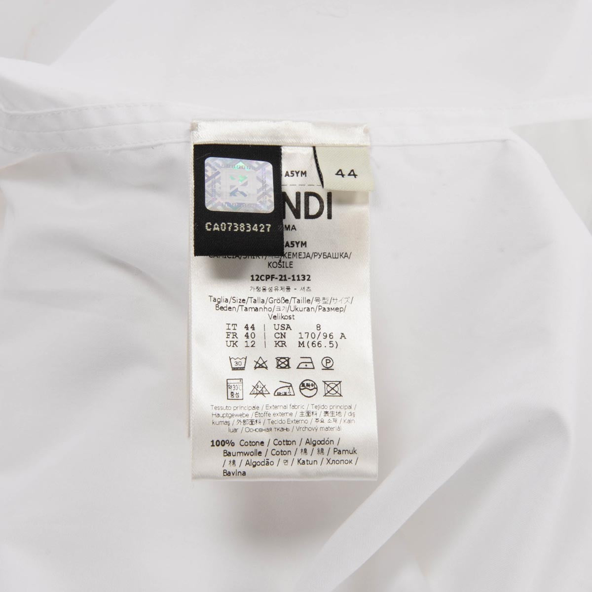 Fendi White Cotton FF Embroidered Pocket Shirt IT 44