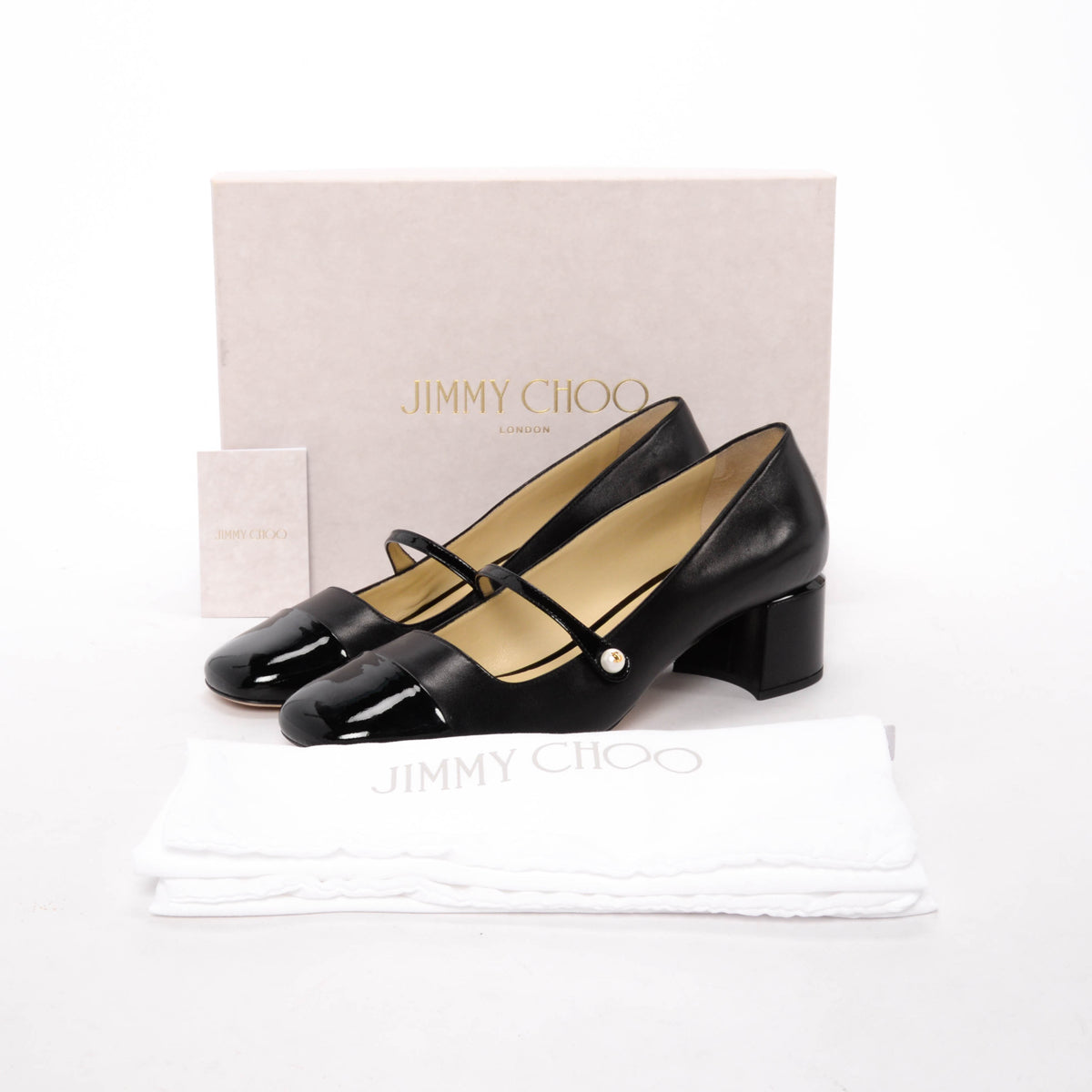 Jimmy Choo Black Nappa & Patent Elisa Pumps 41