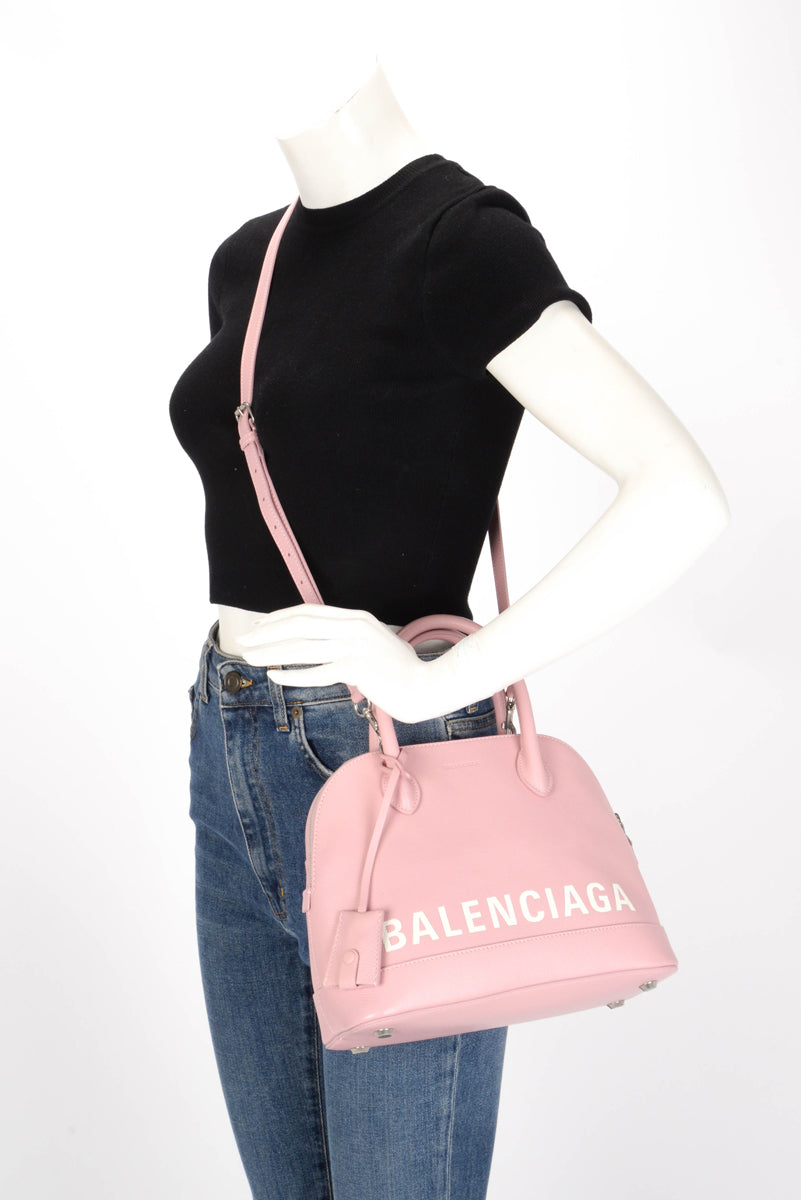 Balenciaga Pale Pink Grained Calfskin Small Ville Bag