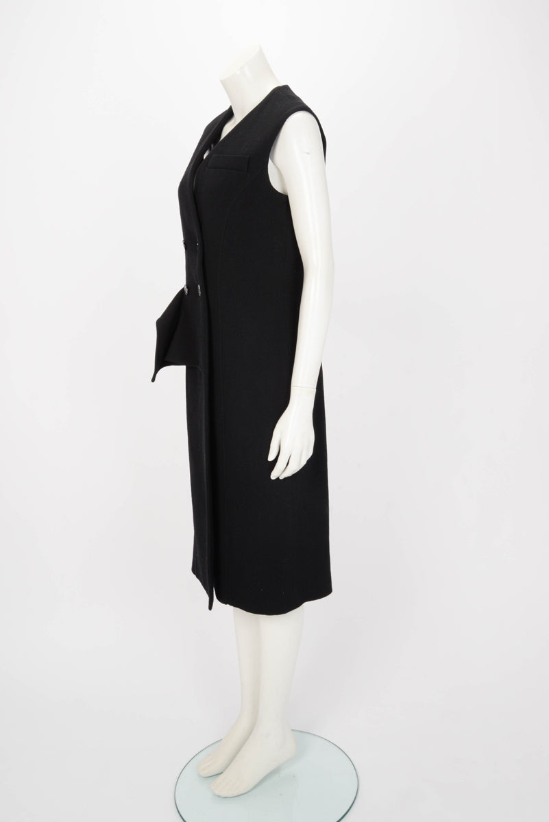Dior Black Wool Double Breasted Dress FR 40