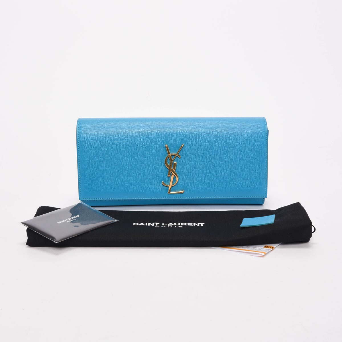 Saint Laurent Turquoise Grain de Poudre Cassandre Clutch
